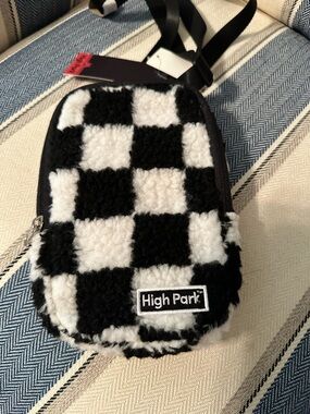 Black & White Checkered Faux Shearling Crossbody Bag